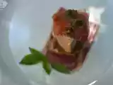 Receta Atún a baja temperatura con jamón ibérico y pisto