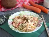 Receta Noodles de arroz con verduras, gambas y leche de coco