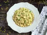 Receta Pasta con calabacín, guisantes y queso, estilo risotto