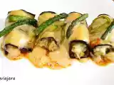 Receta Canelones de berenjena con langostinos y trigueros