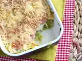 Receta Puerros gratinados con jamón cocido y queso
