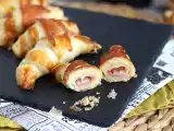Receta Croissants de hojaldre rellenos de bechamel, jamón cocido y queso
