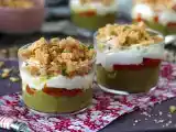 Receta Vasitos vegetarianos: crema de guisantes, crumble de parmesano y crema de mascarpone