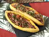 Receta Plátanos al horno rellenos de carne desmechada y queso rallado