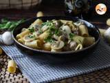 Receta Pasta cremosa con champiñones y salchicha