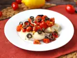 Receta Bacalao en freidora de aire con tomates cherry, aceitunas y limón: receta ligera y rápida