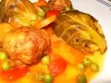 Receta Coles de bruselas con albóndigas