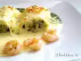Receta Paccheri relleno de merluza y gambas