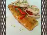 Receta Trucha salmonada sin piel con vinagreta citrica de calamares