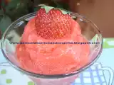 Receta Sorbete de fresas elaborado con cubitos congelados de puré de fresas