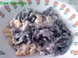 Receta Tagliatelle con setas y gambas (spaguettis negros)