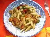 Receta Pasta con verduras y gambas.