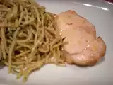 Receta Spaghettis integrales con ajo y perejil y lomo en adobo