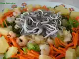 Receta Ensalada templada de gambas y gulas