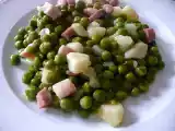 Receta Guisantes con patatas y bacon ahumado/peas, potatoes and bacon