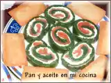 Receta Rollo de espinacas con queso y salmón