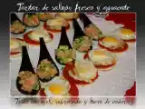 Receta Tartar de salmón fresco y aguacate - tostas con miel, sobrasada y huevos de codorniz