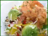 Receta Ensalada templada de arroz con langostinos