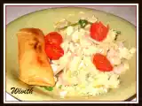 Receta Huevos con queso, surimi, gambas, anchoas y brotes de soja