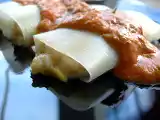 Receta Puerros rellenos con salsa de pimientos. paso a paso