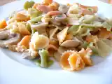 Receta Pasta con champiñones y salmón ahumado