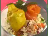 Receta Tabule con flor de salmon y alcachofas confitadas