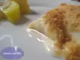 Receta Merluza con bechamel de gambas y costra de galletas gratinada