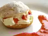 Receta Profiteroles con crema de frutillas