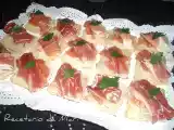 Receta Mini montaditos de queso manghego, jamón serrano y tomate