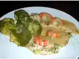 Receta Filetes de pescado y langostinos en salsa de mantequilla y mostaza