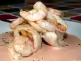 Receta Rollitos de merluza y gambas con salsa de piquillos