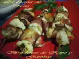 Receta Brochetas de rape y gambas.