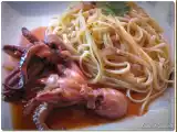 Receta Tallarines con pulpitos en salsa americana