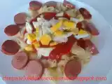 Receta Pasta con salchichas y huevo