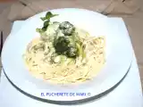 Receta Espaguetis en salsa de mostaza finas hierbas con brócoli