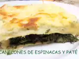 Receta Canelones de espinacas y paté