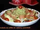 Receta Ensalada con rollitos de salmón y guacamole.