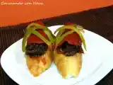 Receta Montadito de pimiento piquillo relleno de morcilla