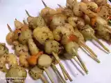 Receta Brochetas de langostinos y vieiras