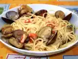 Receta Spaguettis con gambas y almejas