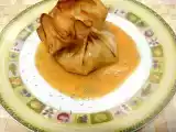 Receta Saquitos brick rellenos de marisco en salsa de gambas