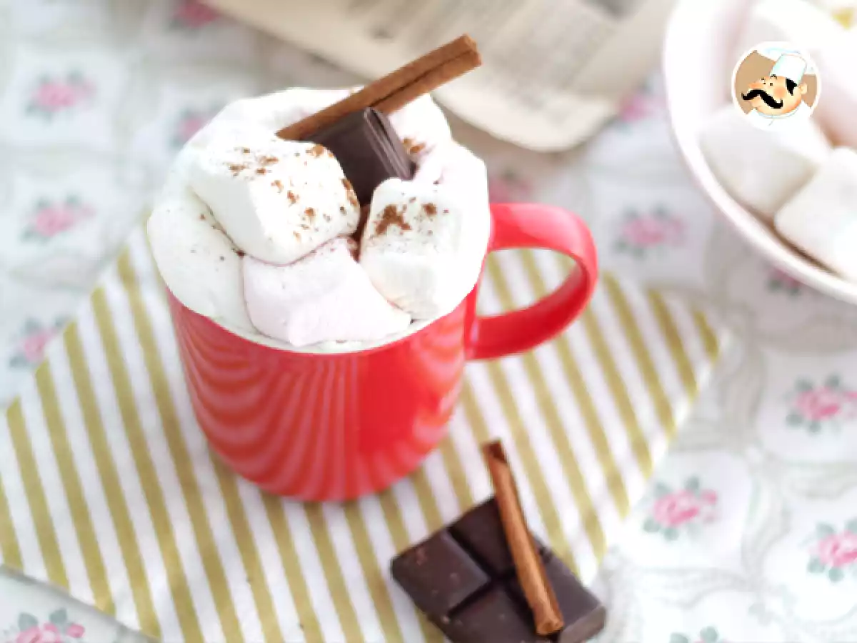 Receta Chocolate a la taza con esponjitas, marshmallow
