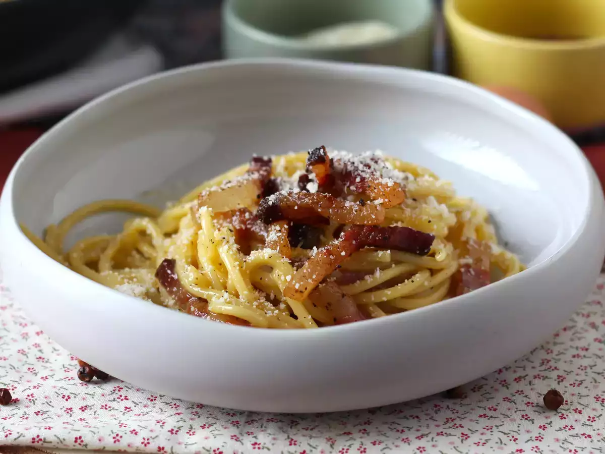 Receta Espaguetis a la carbonara, la receta tradicional italiana