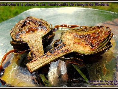 Receta Alcachofas a la plancha con mantequilla de vinagre de módena