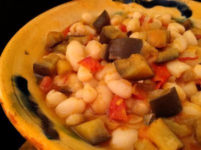 Receta Potaje de alubias y berenjenas