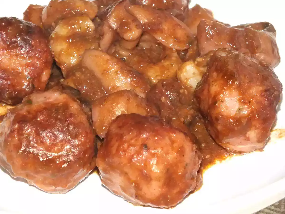 Albóndigas con Sepia y Gambas