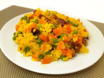 Arroz con verduras y jamón al microondas - Receta Petitchef