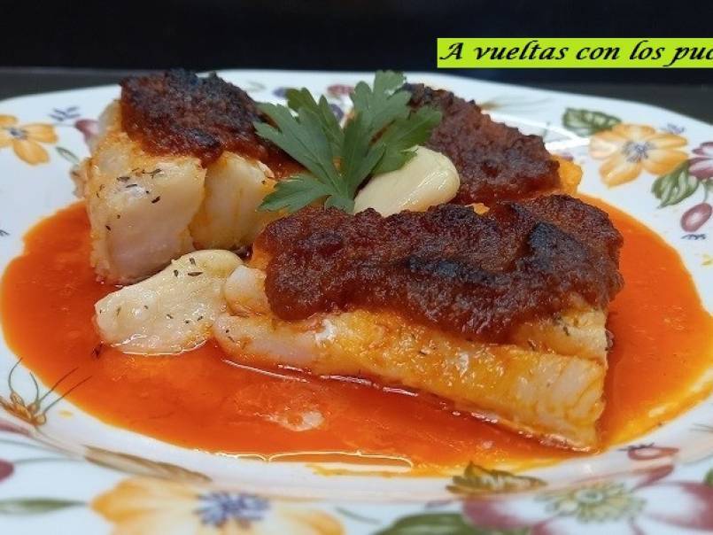 Bacalao confitado con sobrasada y miel