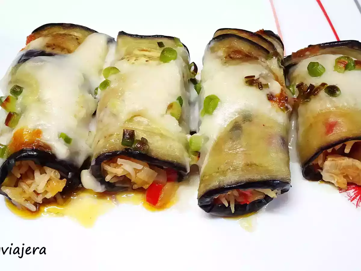 Canelones de berenjena rellenos de arroz y bonito - foto 2