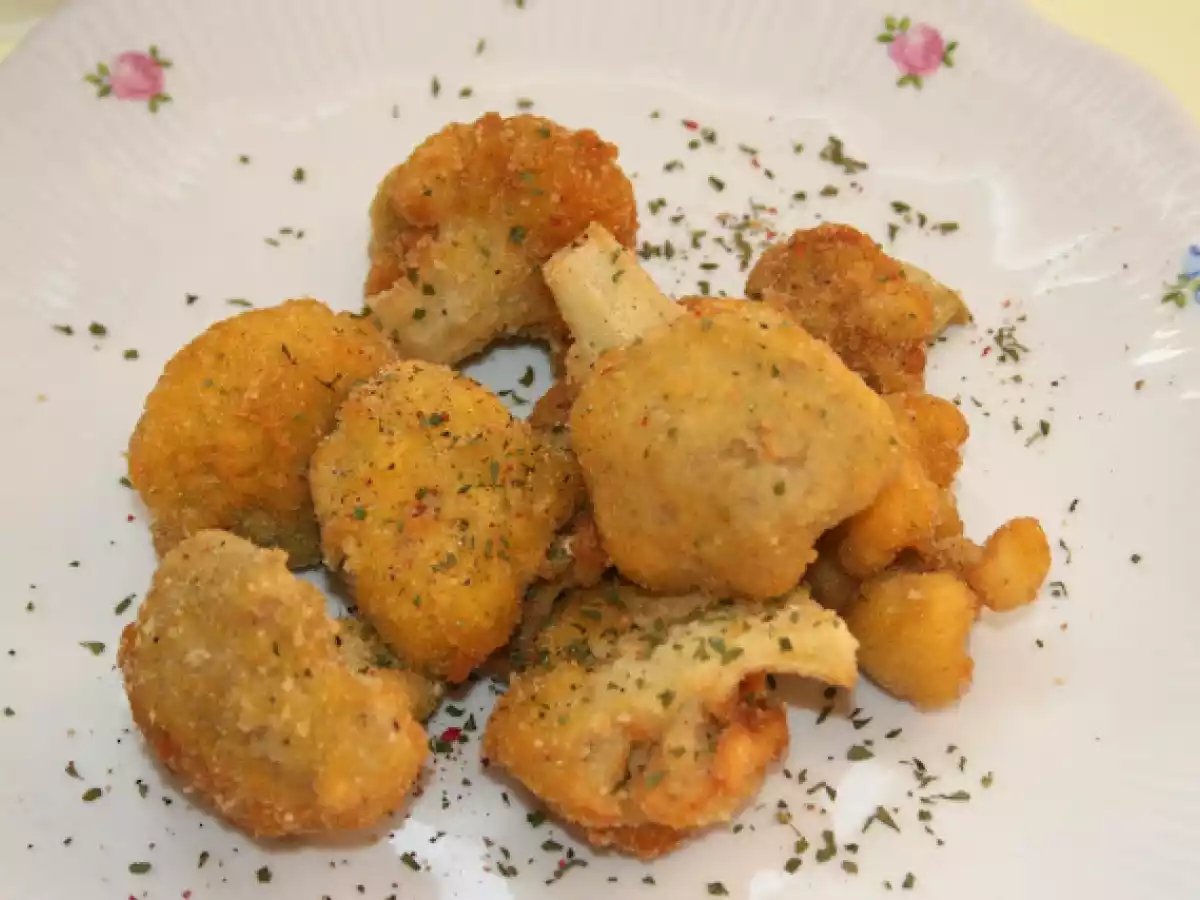 Coliflor al vapor rebozada